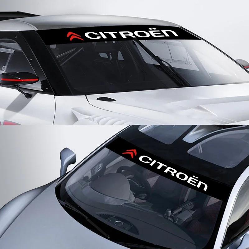 Car front windshield sunshade decorative stickers For Citroen C1 C2 C3 C4 C5X E-C4 C-Crosser C4 Cactus Berlingo Elysee C-ZERO