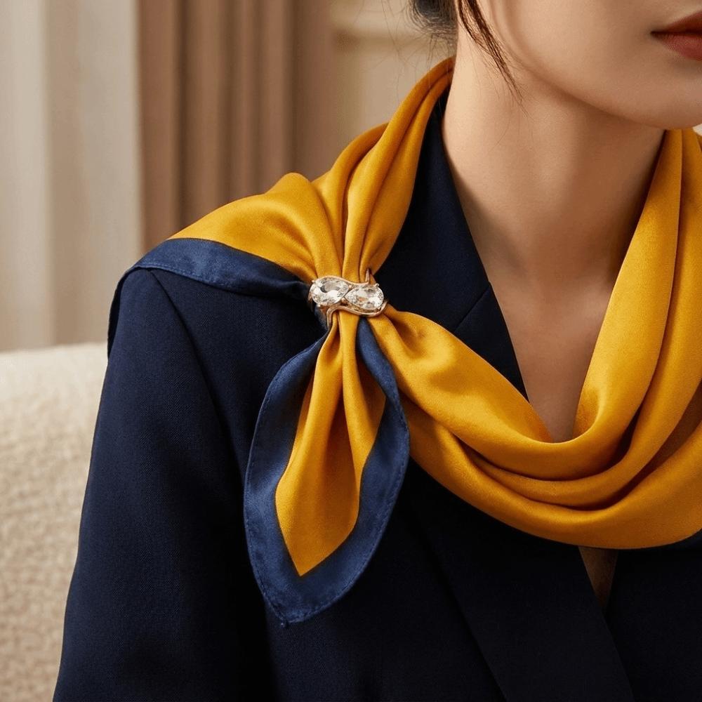 Shinny Scarf Ring Rhinestone Hijab Clip Elegant Double Teardrop Scarf Buckle Blouse