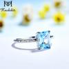 Nautral Blue Topaz Moissanite Gemstone Rings for Women 925 Sterling Silver  Promise Wedding Engagement Designer Jewelry