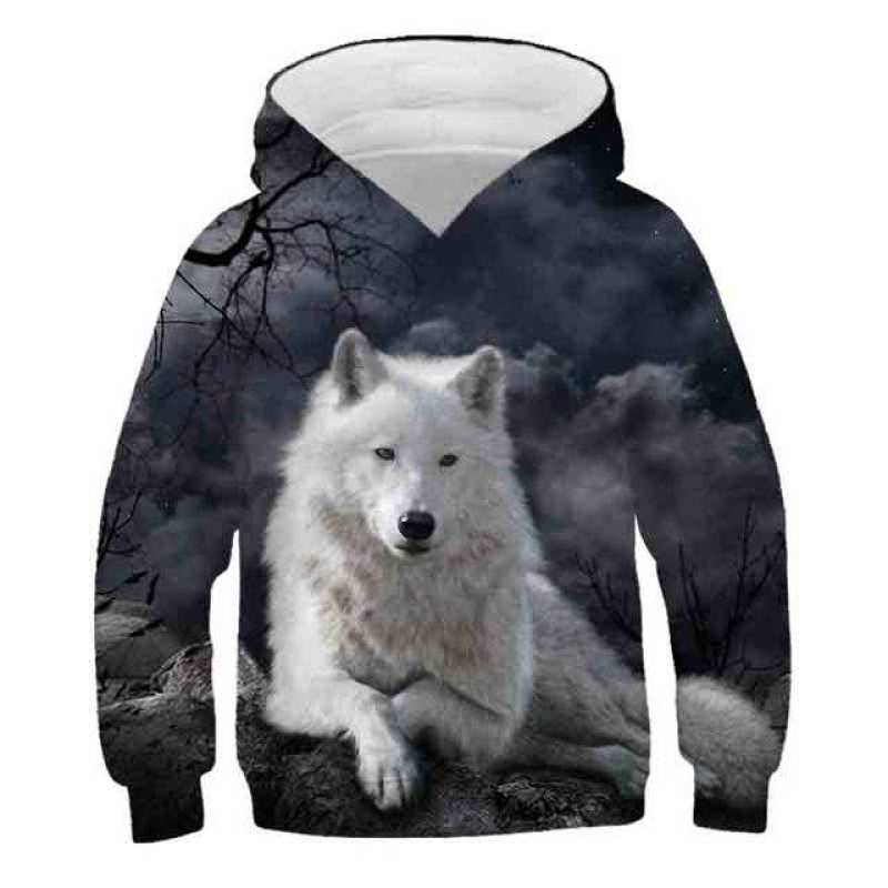2024 Новый Wolf 3D Printed Hoodie Boys Весна Осень Повседневный свитер для мальчиков Спортивный костюм Модная одежда для мальчиков 4-14Y Hoodies Одежда