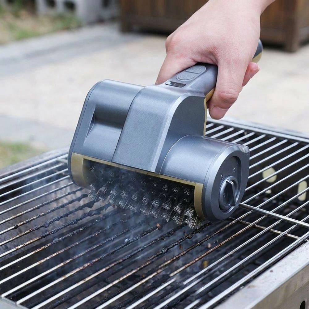 with LED Light Cordless BBQ Grill Brush Rechargeable BBQ Rotating Brush Barbecue