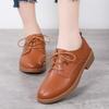 British College Style Thick-soled Thick-heeled Lace-up Versatile Leather Small Leather Shoes Beef Tendon Sole Women's Single Shoes