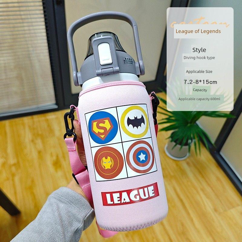 Large-Capacity Thermos Cup with Enlarged Cup Sleeve, Shoulder Strap, Hand-Held, Cross-Body, Children's Xilefu Universal Water Bottle Protective Cover