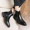 Winter Velvet Warm Martin Boots Men's British Style Short Boots Autumn and Winter Pointed Chelsea Boots High-top Leather Shoes Leather Boots