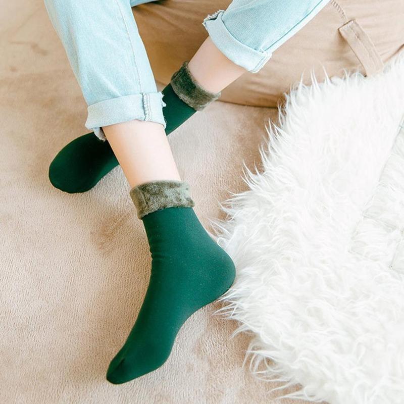 Женские/мужские зимние теплые утепленные термоноски, шерстяные кашемировые снежно-черные кожаные бесшовные носки, бархатные мягкие ботинки, носки для сна