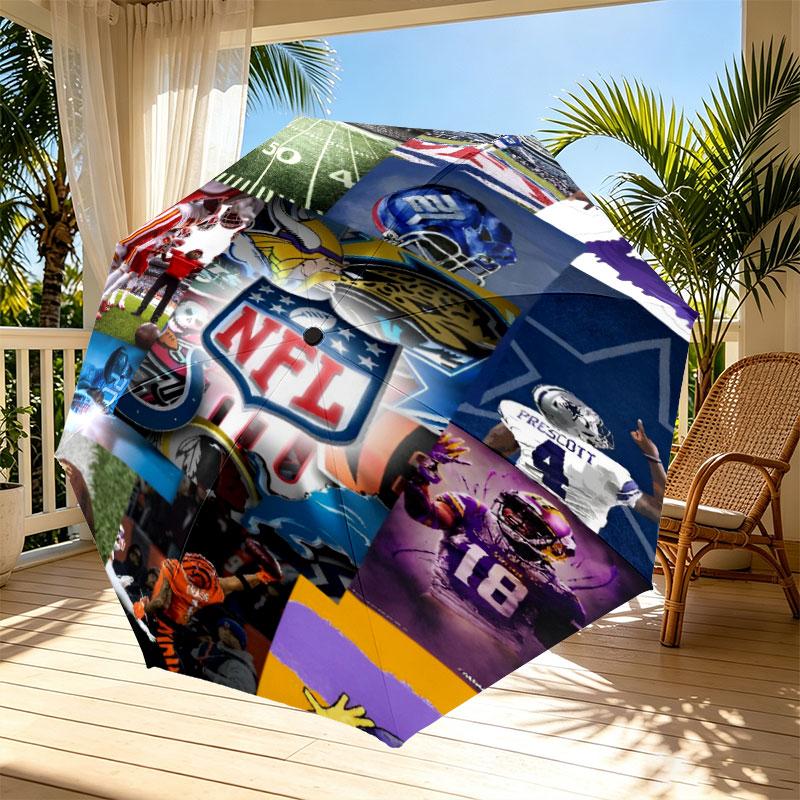 NFL Print Automatic Open Close Umbrella, Portable Foldable Umbrella, for Outdoor Commute Camping Trip, Ideal Birthday Gift