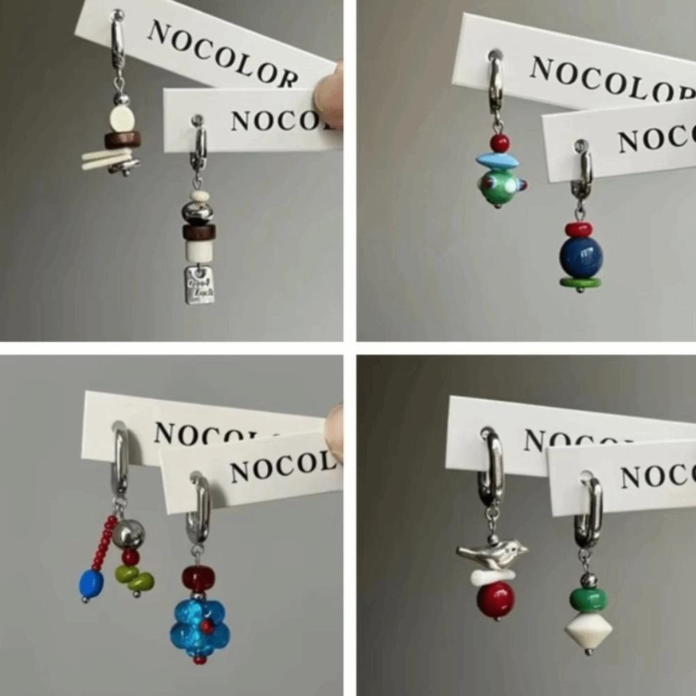 Candy Beads Beads Earrings Cute Geometric Metal Earrings Unique Asymmetric Earrings Daily Use