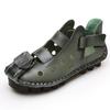Summer Retro Handmade Genuine Leather Women Shoes Soft Flat Shoes Hollow Casual Women Sandals