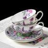 Ретро Золотая Фольга Костяной Фарфор Стиль Живописи Маслом Фиолетовые Кофейные Чашки и Блюдца Чашки для Послеобеденного Чая Чашки для Латте Чашки для Латте Нишевые Подарки