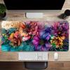Pastel Pink Daisy Floral Gaming Mouse Pad Soft Hand Drawn Flower Leaf Print Non Slip Desk Mat For Girls Office Laptop Keyboard
