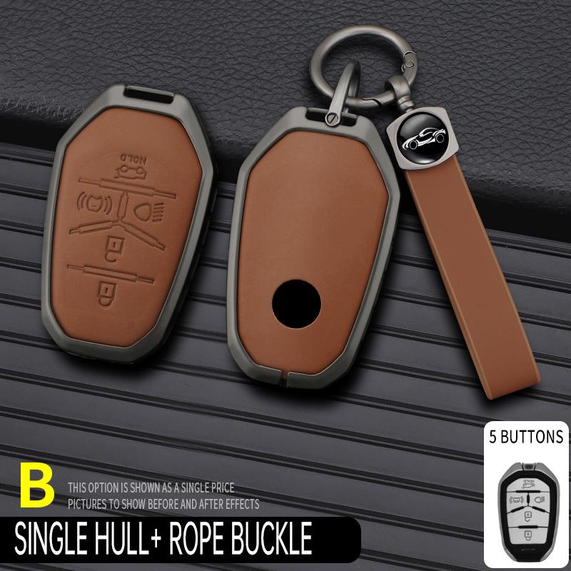 Натуральная кожаная крышка для ключа SsangYong Korando/Rexton, пряжка из сплава