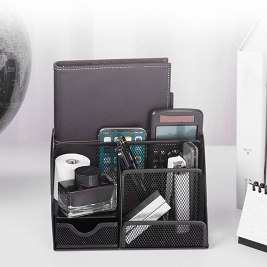 Металлический держатель для ручек, большая емкость, несколько отделений, компактный размер, портативный настольный держатель для кистей для макияжа, карандаш, коробка для хранения