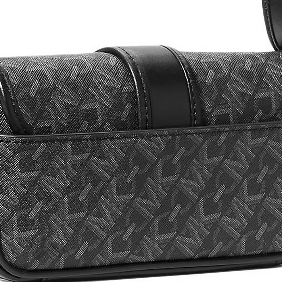 Michael Kors Mk Colby Silver Hardware Snap Closure Coated Canvas Tote Shoulder Bag Women bags Black 32F4SBAU0B-BLACK