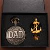 2pcs/set,1pc Retro Fashion Men's Pocket Watch ‘DAD’Necklace Quartz Pocket Watch&1PC Classic Male Anchor Design Necklace,ideal Choice for Gifts To Men