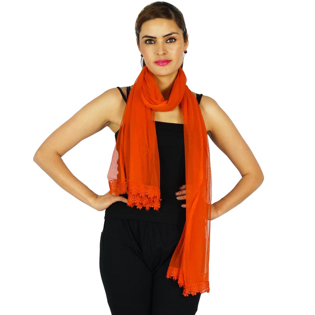 Indian Neck Wrap Long Stole Net Chunni Fashion Scarf Women Hijab Dupatta