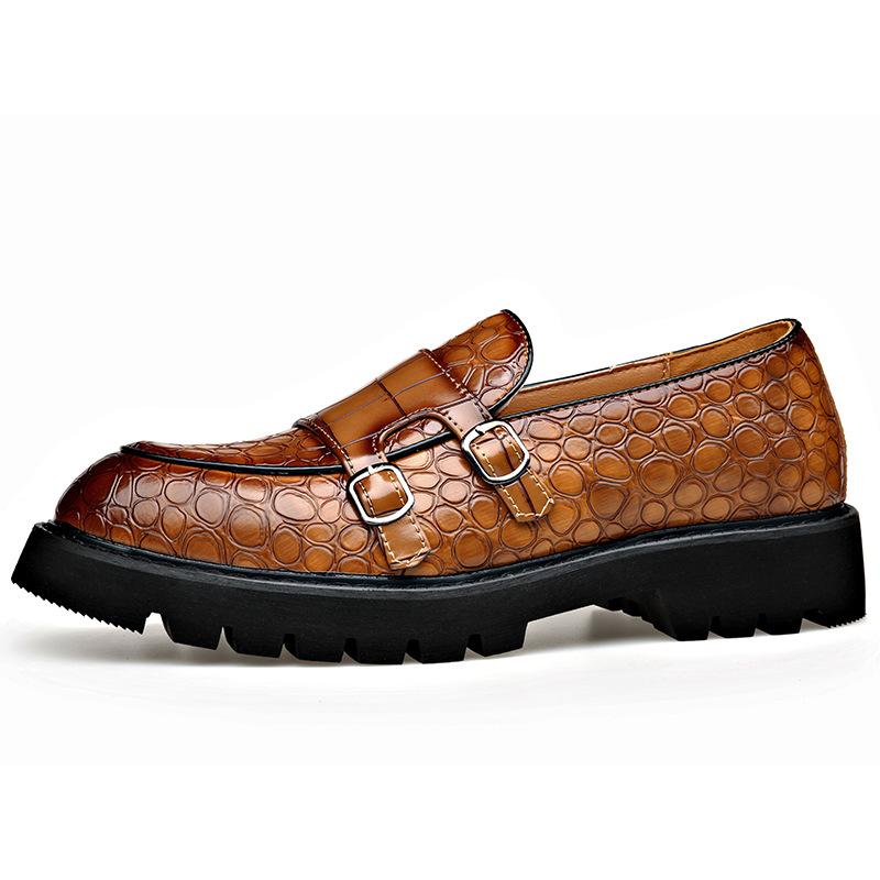 2025 Весна Осень Новые Повседневные Кожаные Туфли для Мужчин Толстая Подошва Пряжка Дизайнерские Туфли Мужские Большой Размер Деловые Платья Лоферы Мужские