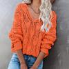Winter Autumn V Pullovers Neck Sweaters Hollow Out Plus Size 4 Wool Colors Female Loose Knitted Jumper