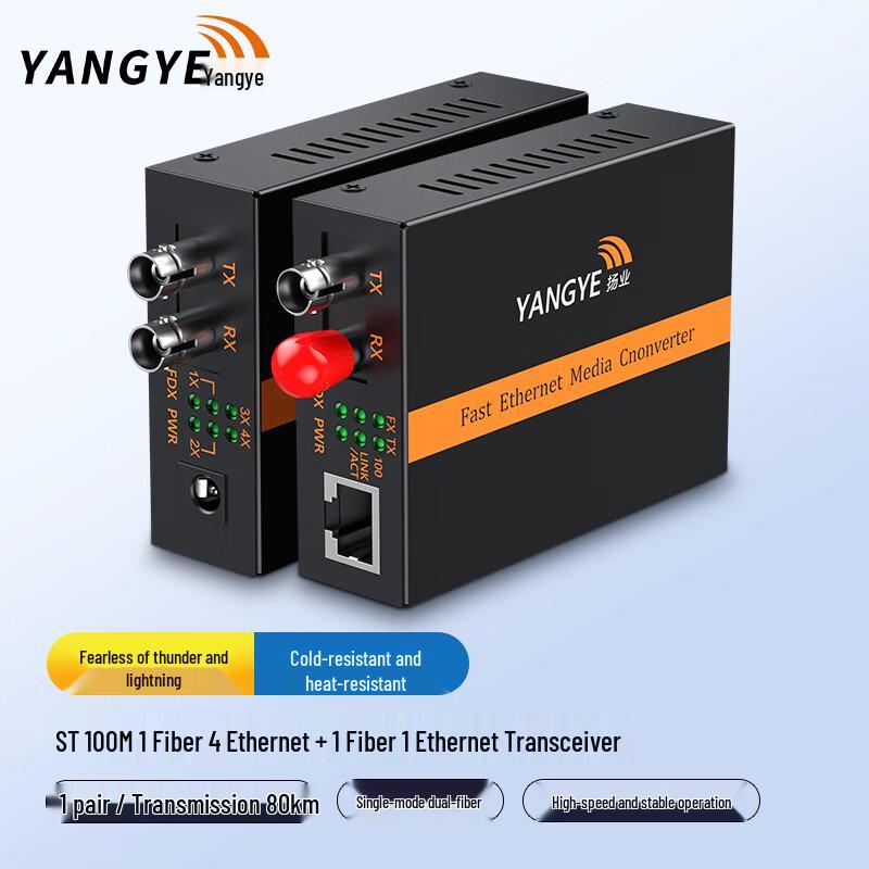 Yangye 100M ST Fiber Optic Transceiver Pair