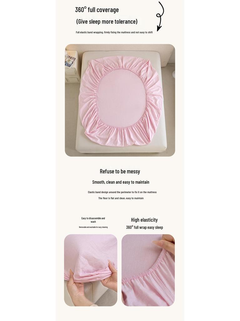 Свежий и простой четырехкомпонентный хлопковый комплект для общежития с принтом – Включает трехкомпонентный полностью хлопковый комплект постельного белья, юбку для кровати и комплект постельного белья.