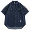 Японский ретро модный бренд летняя свободная джинсовая рубашка с короткими рукавами художественная молодежная рабочая рубашка мужская и женская многослойная куртка