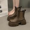Женские ботильоны челси на платформе, модные зимние ботинки, женские брендовые кожаные туфли, зима 2024, трендовые каблуки, массивные готические ботинки Mujer