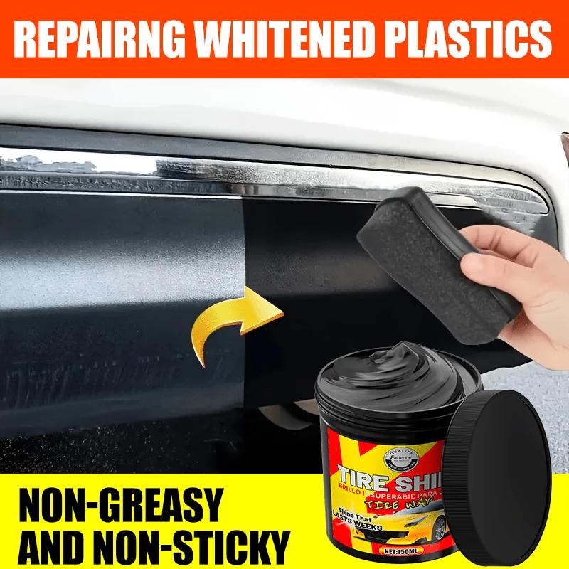 Блеск для шин Восстановитель пластика - Нежирный, нелипкий черный полироль для салона автомобиля, сидений и отделки Включает губку-аппликатор