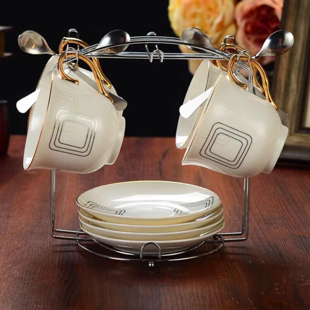 Слив воды с крючком Сушилка для чашек Металлическая вешалка для кофейных кружек Прочная подставка для демонстрации чайных чашек