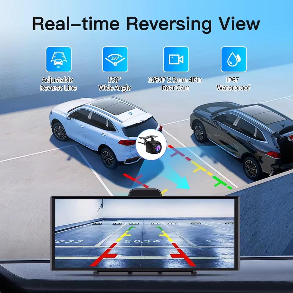 H70 Plus 11,4″ 4K ADAS Видеорегистратор 60 кадров/сек Беспроводной Car Play и Android Auto Двойная запись Ночное видение DVR