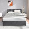 Upholstered bed 140 x 200 cm velvet with slatted frame, backrest, 2 drawers, grey