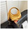 New mini gold evening handbag PVC metallic luster half-moon party women's bag small and versatile round handle messenger bag