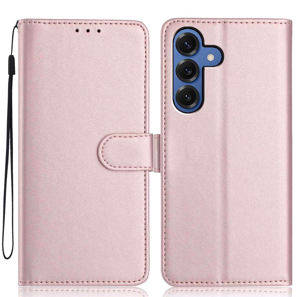 For Samsung Galaxy A56 5G Wallet Case with Strap/Multiple Card Slots Solid Color Leather Stand Phone Cover
