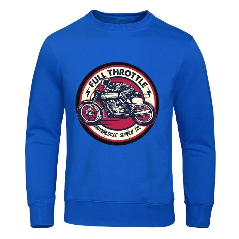 Full Throttle Motorcycle Locomotive Culture Мужские модные повседневные толстовки с капюшоном Флисовые теплые осенние повседневные спортивные свитера и длинные рукава для мужчин
