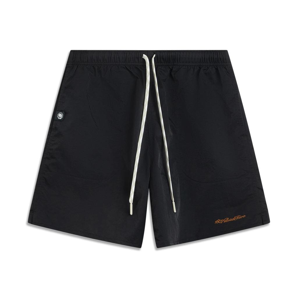 Li Ning Bad Five Basketball Series Solid Color Mid Waist Drawstring Breathable Versatile Straight Leg Sports Shorts Men Shorts AKSV871-1