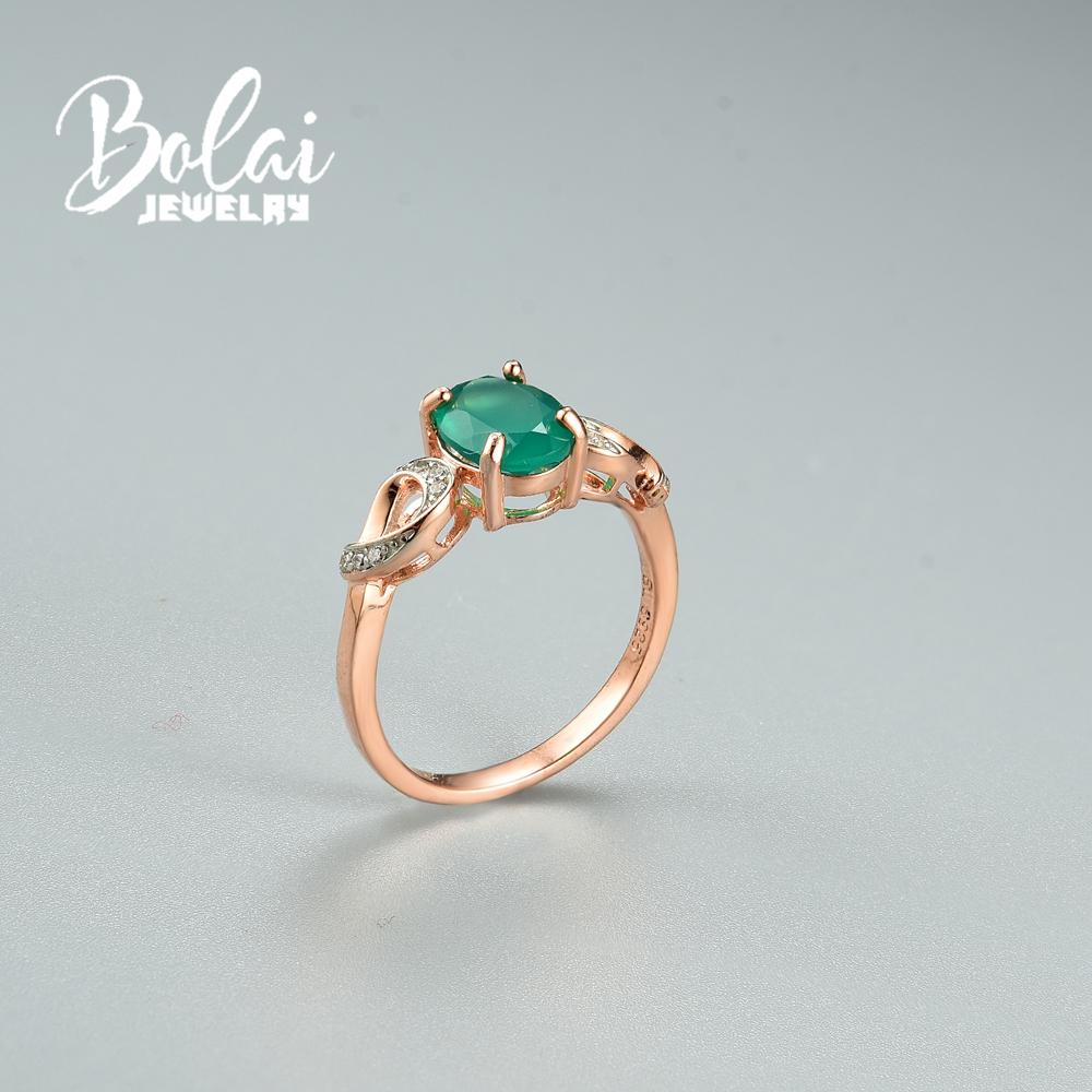 Bolaijewelry Серьги-кольца 925 пробы с натуральным зеленым агатом овальной формы 6*8 мм, комплект ювелирных украшений с подвеской, простой повседневный дизайн, женские изысканные украшения
