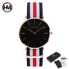 Classic Rose Red Dark Blue Nylon Strap Japan Quartz Movement Fashion Casual Wrist Watch Fabric Thin Canvas Wristwatch For Women