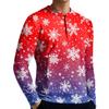 Men's Casual Button-Down Sweatshirt Fashion Printed Long Sleeve Shirt Pullover
