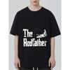 Черная футболка The Rodfather с графикой рыбацкой лодки и текстом для повседневной носки и активного отдыха