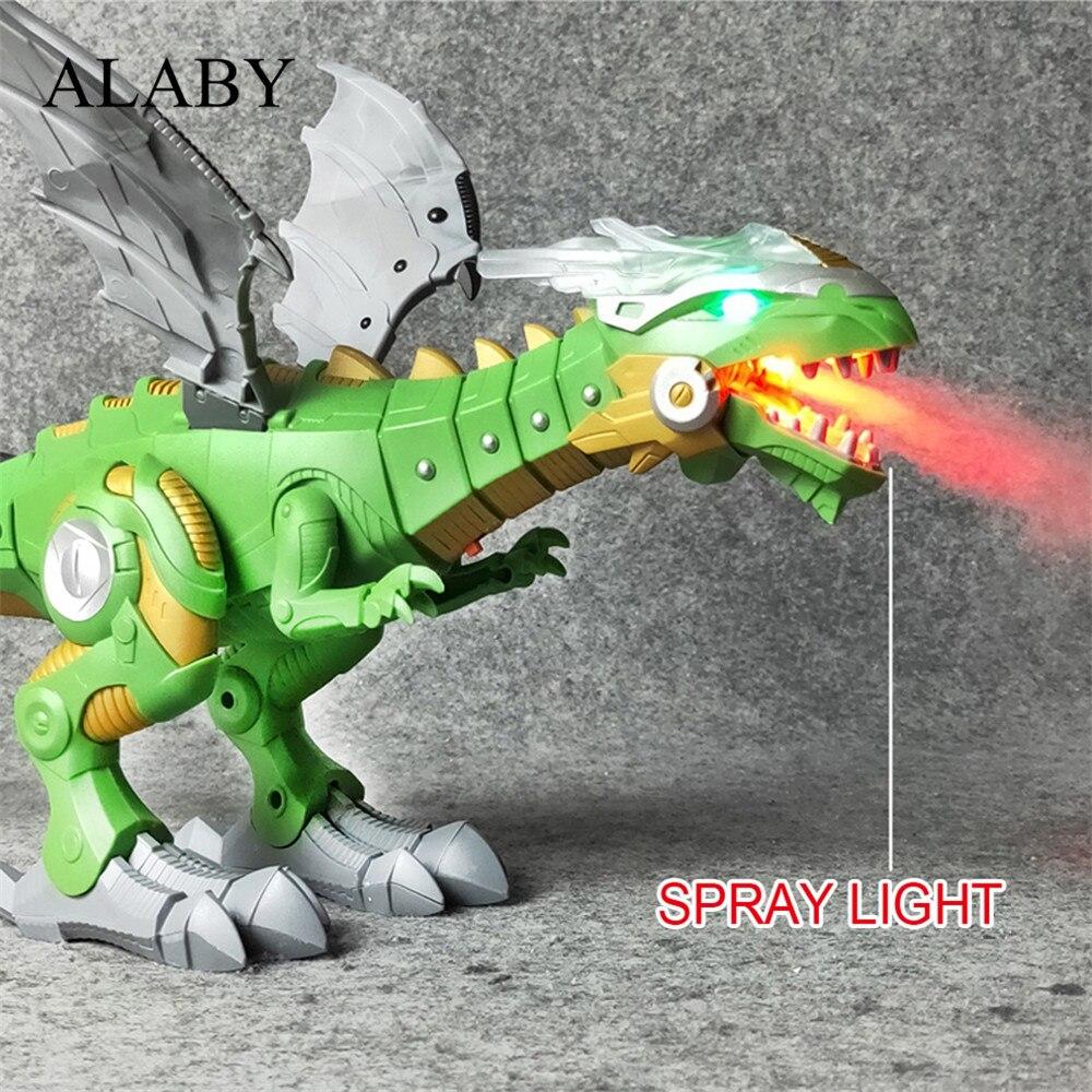 Интеллектуальная модель динозавра Alaby, электрический механический спрей, электрическая игрушка динозавра, детские игрушки для хобби, мультяшная электронная прогулочная игрушка