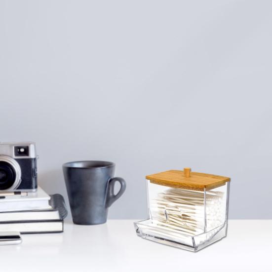 Swab Organizer Transparent Daily Use Plastic Makeup Cotton Swab Jar Bathroom Storage Box Useful Keep Tidy Reusable