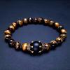 HNSP Beaded Bracelet For Men Natural Stone Tiger Eye Bead Black Stone Elastic Rope Hand Chain Jewelry Accessories