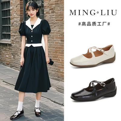 Туфли из овчины, кожаные туфли женские 2025 года, весна-лето, новые повседневные туфли с пряжкой, женская мода, универсальные, маленькие, ароматные, стильные женские туфли