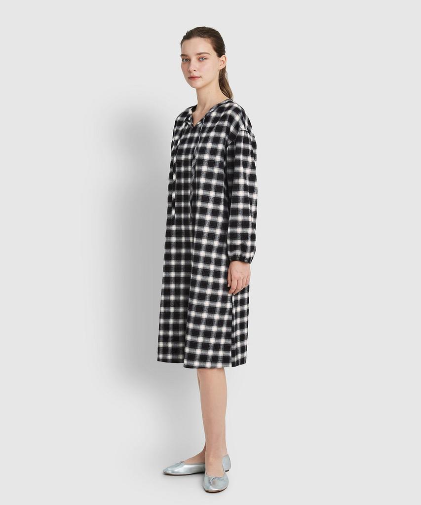 JAJU Women'S Flannel Pajama Dress_Jet Black