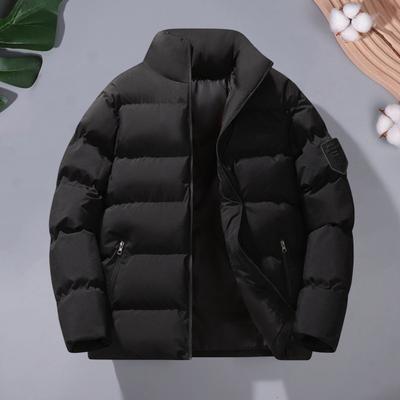 Мужское хлопковое пальто с воротником-стойкой, длинным рукавом, застегивающееся на молнию, утолщенная хлопковая куртка