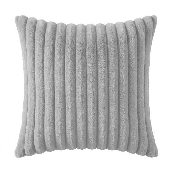 Imitation Rabbit Fur Pillowcase, Soft Plush Vertical Strip Design Throw Pillow Case, Decorative Cushion Cover for Sofa Bed Chair