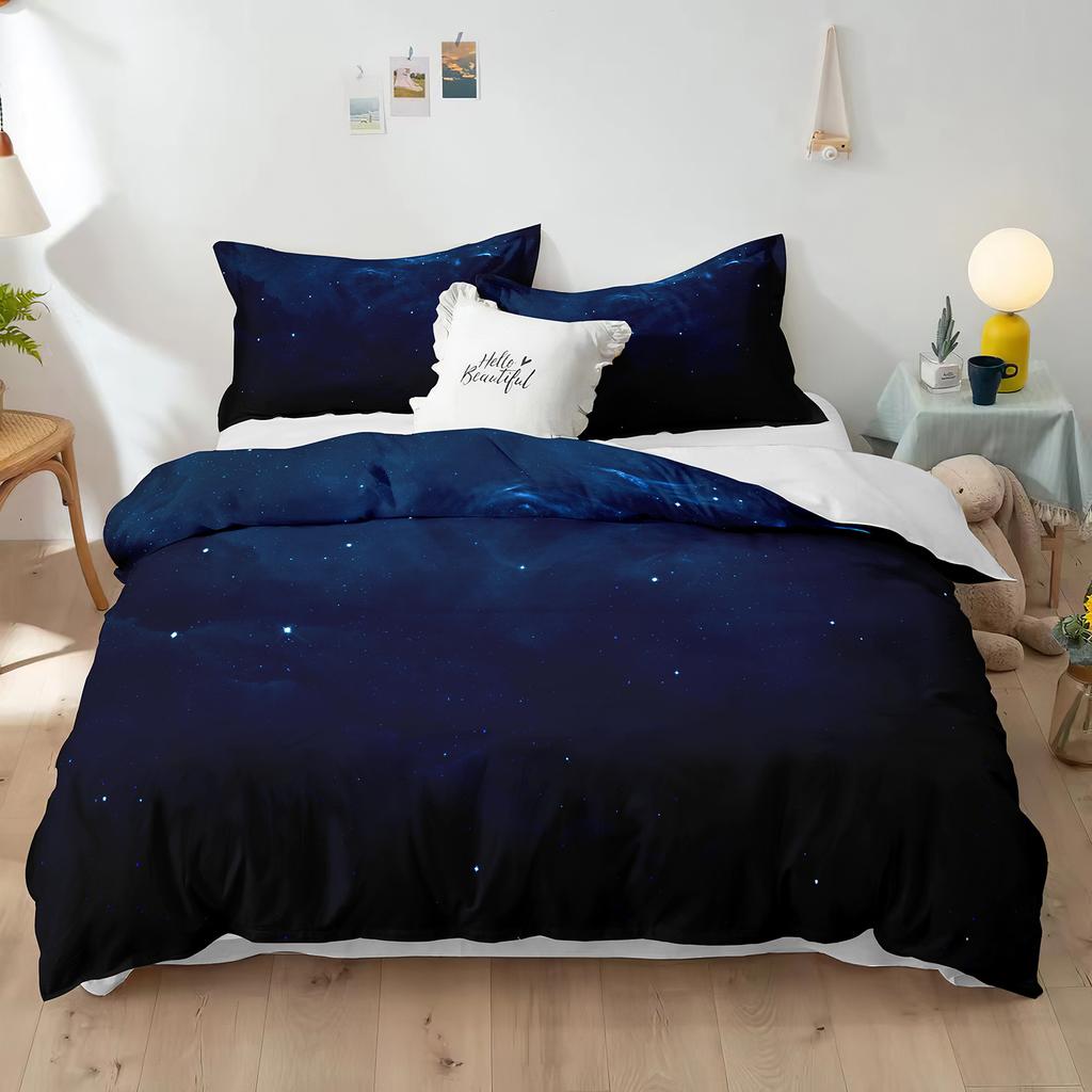 Комплект пододеяльников из полиэстера со звездным небом King Size, белая звезда, красочная галактика, звездное пространство, туманность, абстрактный космос для мальчиков и девочек