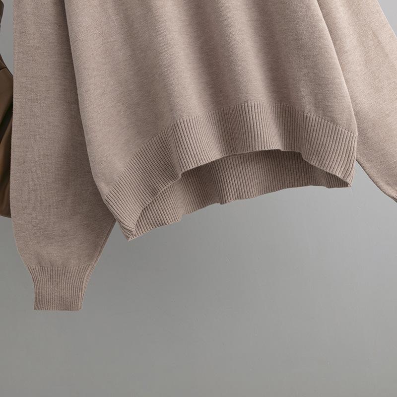 Женский осенне-зимний свободный трикотажный свитер с высоким воротом и длинным рукавом