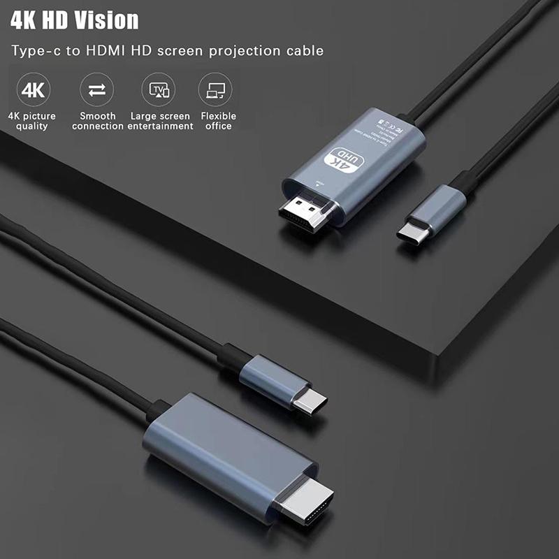 Type C To Hdmi 4K 60Hz Adapter Usb C Usb3.1 Male To Hdtv Female Converter Cable For Laptop Tablet Tv Macbook