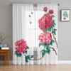 Китайские цветы пиона, прозрачные оконные шторы для гостиной, спальни, современная вуаль, тюлевые шторы, тканевые шторы для кухни