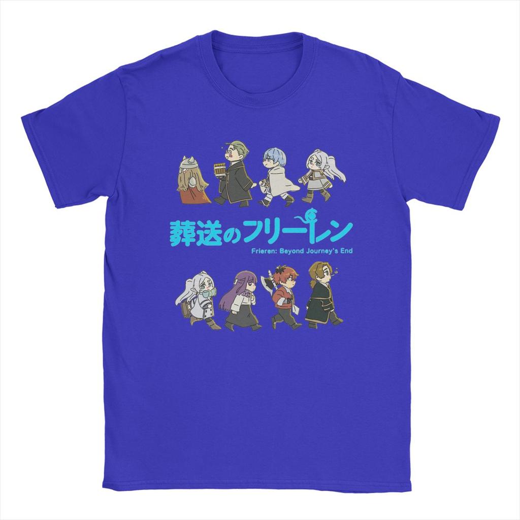 Мужские футболки Frieren Full Character, модные хлопковые футболки для мужчин, футболки с круглым вырезом и аниме, топы с коротким рукавом, оригинальные