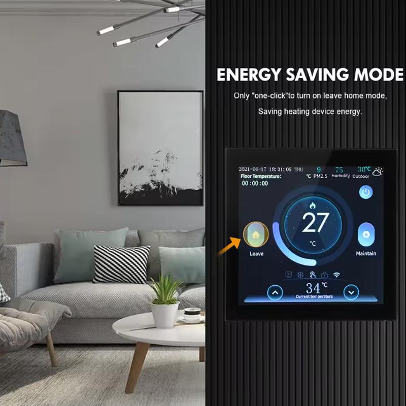 Умный WiFi термостат с датчиком CO2 и влажности, контроллер температуры для электрического теплого пола, водяного/газового котла